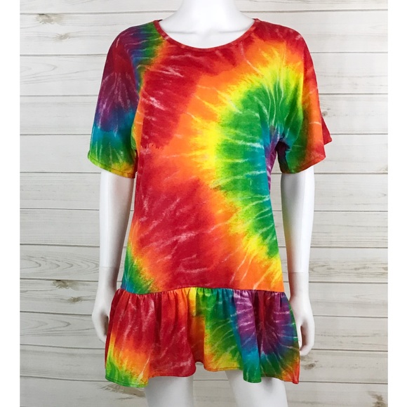 rainbow tie dye t shirt dress